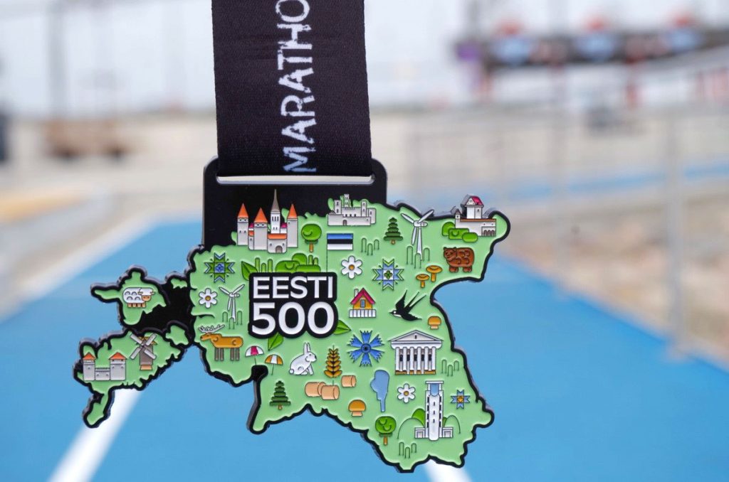 The ESTII 500 medal, which won The Most Beautiful Running Medal in Estonia in 2020 award.